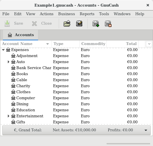 Default Expense Accounts