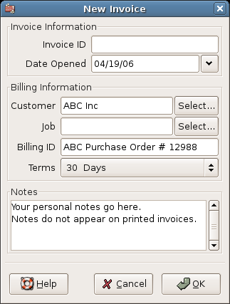 Creating a New Invoice