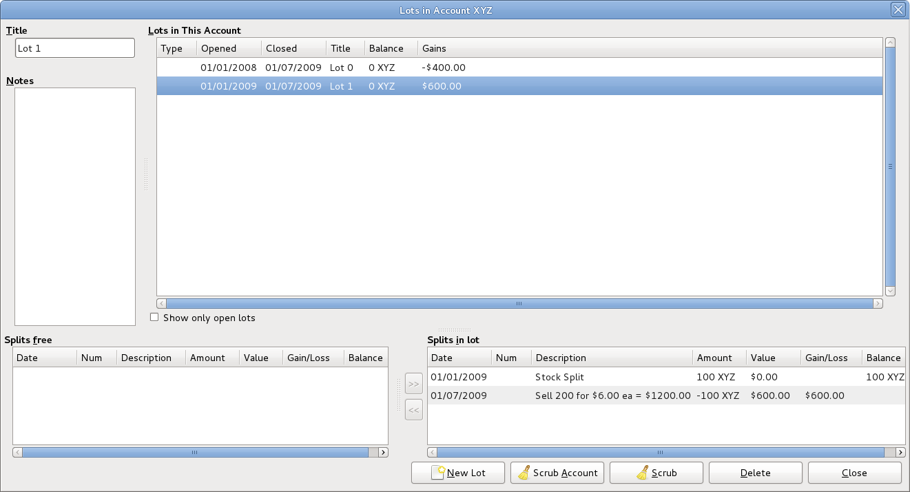 Selling Shares - Capital Gains - Lot 1 after Scrub Account