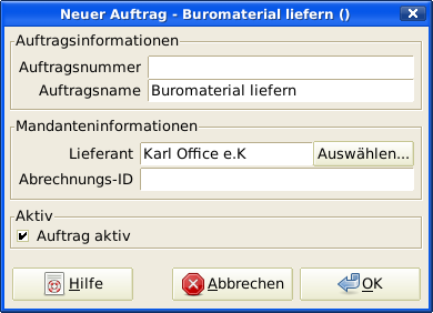 Neuer Lieferantenauftrag