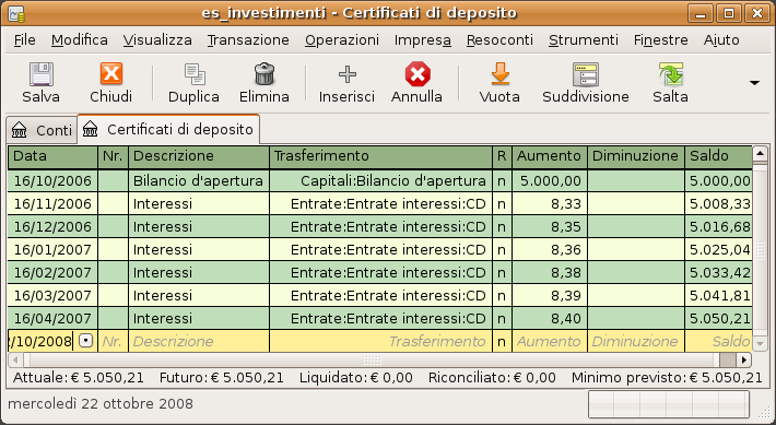 Impostazione degli investimenti