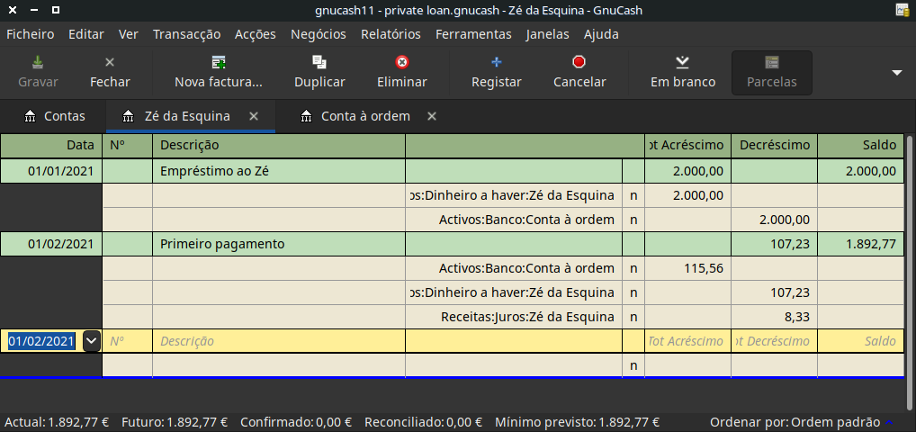 Primeiro pagamento